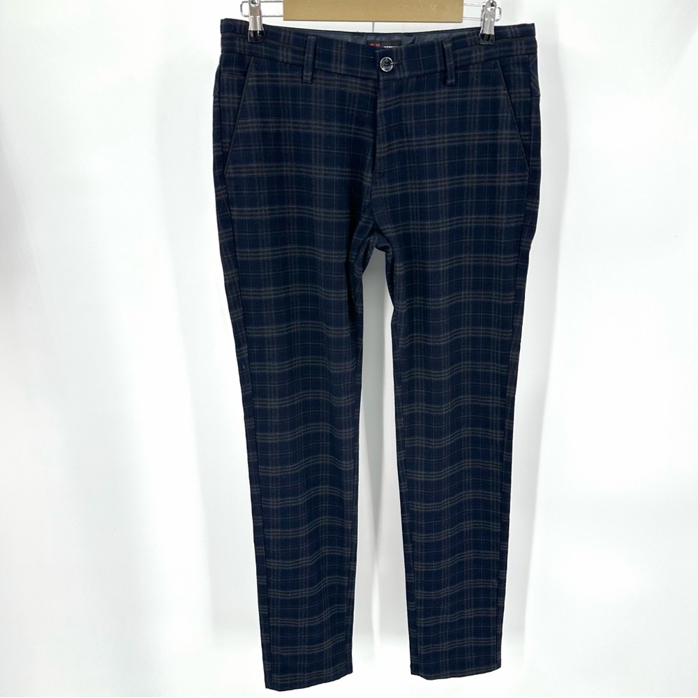 TR Premium Pants Mens 32x32 Plaid TRD-391 Slim Leg Flat Front Tailored Trousers